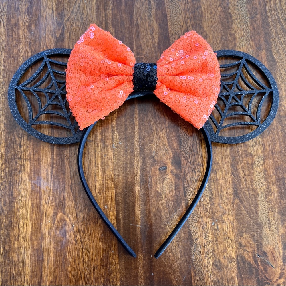 Halloween inspired Mouse ears with orange sequin bow